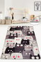 Conceptum Alfombra de Pasillo Cats Gray Djt Multicolor 80 x 150 cm